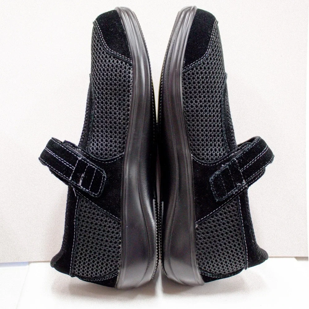 OrthoFeet Shoes | OrthoFeet Chattanooga Mary Jane Black Mesh Suede Comfort Shoes